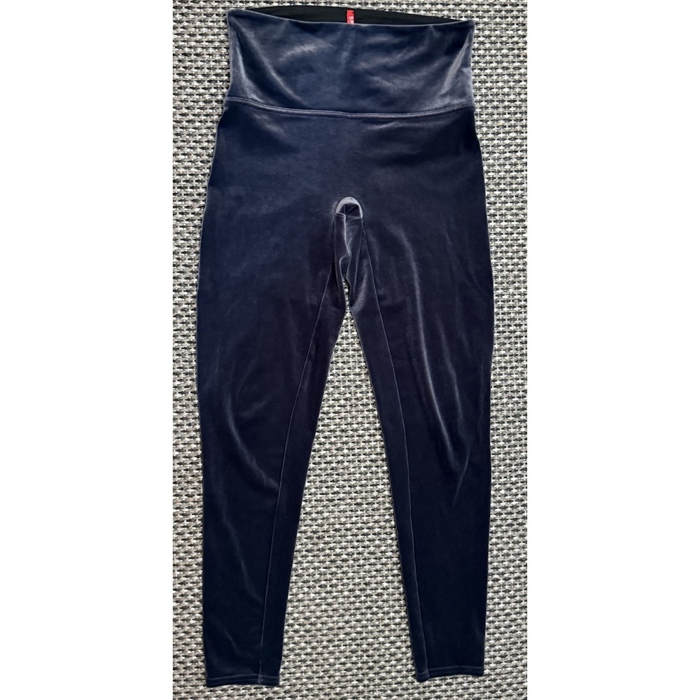 Spanx Womens Velvet High Rise Pull On Leggings Silver Gray Size Large